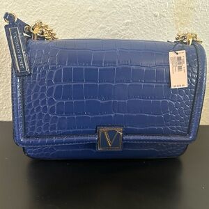 Victoria's Secret Blue Croc-Embossed Shoulder Bag